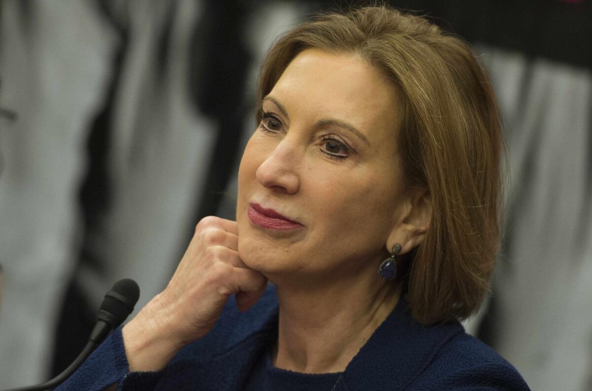 Carly Fiorina, shown in March, said Tuesday that she would run for president as a conservative who can win over moderates, independents and Democrats.