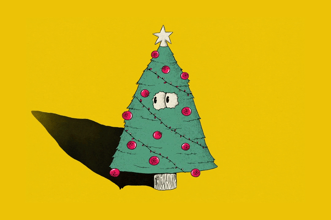 Illustration of a lonely Christmas tree.