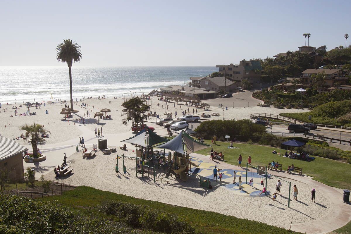 Moonlight Beach in Encinitas got its name because people in the 1900s used to have moonlight picnics along its shores. has been remodeled. (Union-Tribune file photo)
