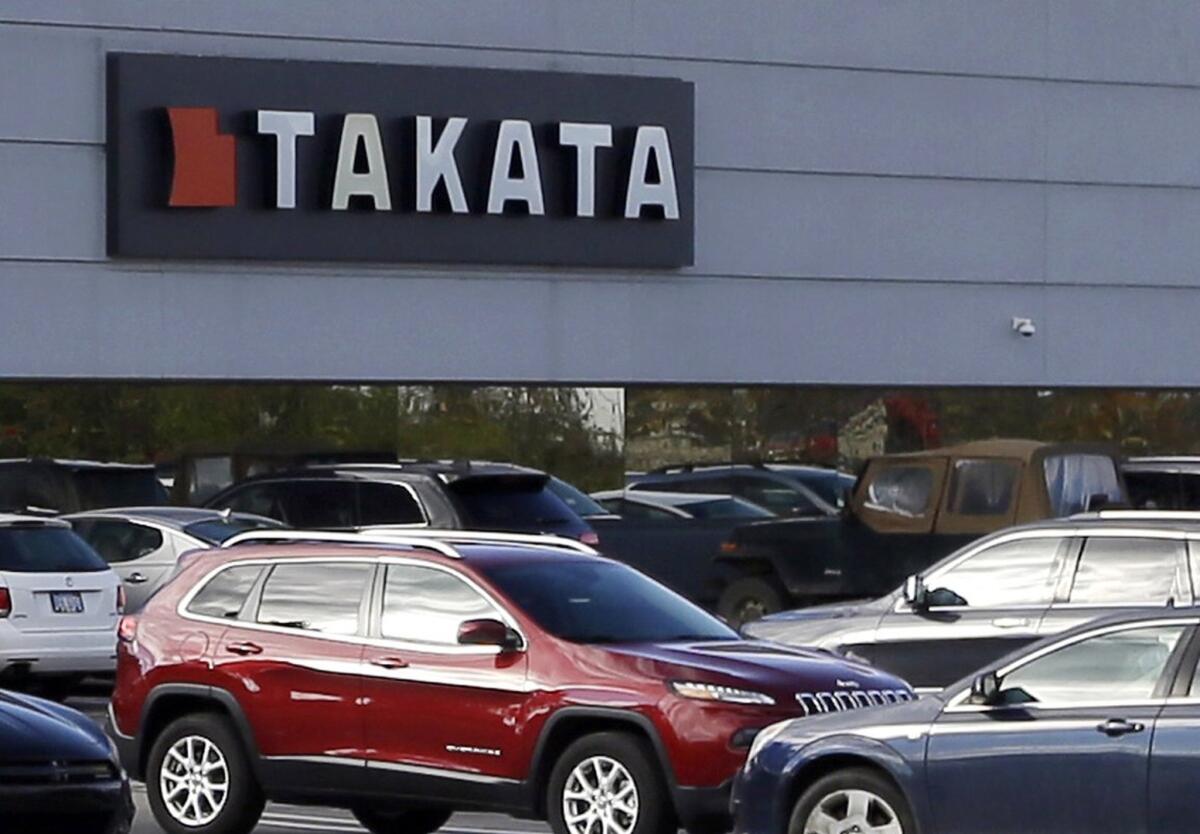 This Oct. 22, 2014, photo shows the North American headquarters of automotive parts supplier Takata in Auburn Hills, Mich.