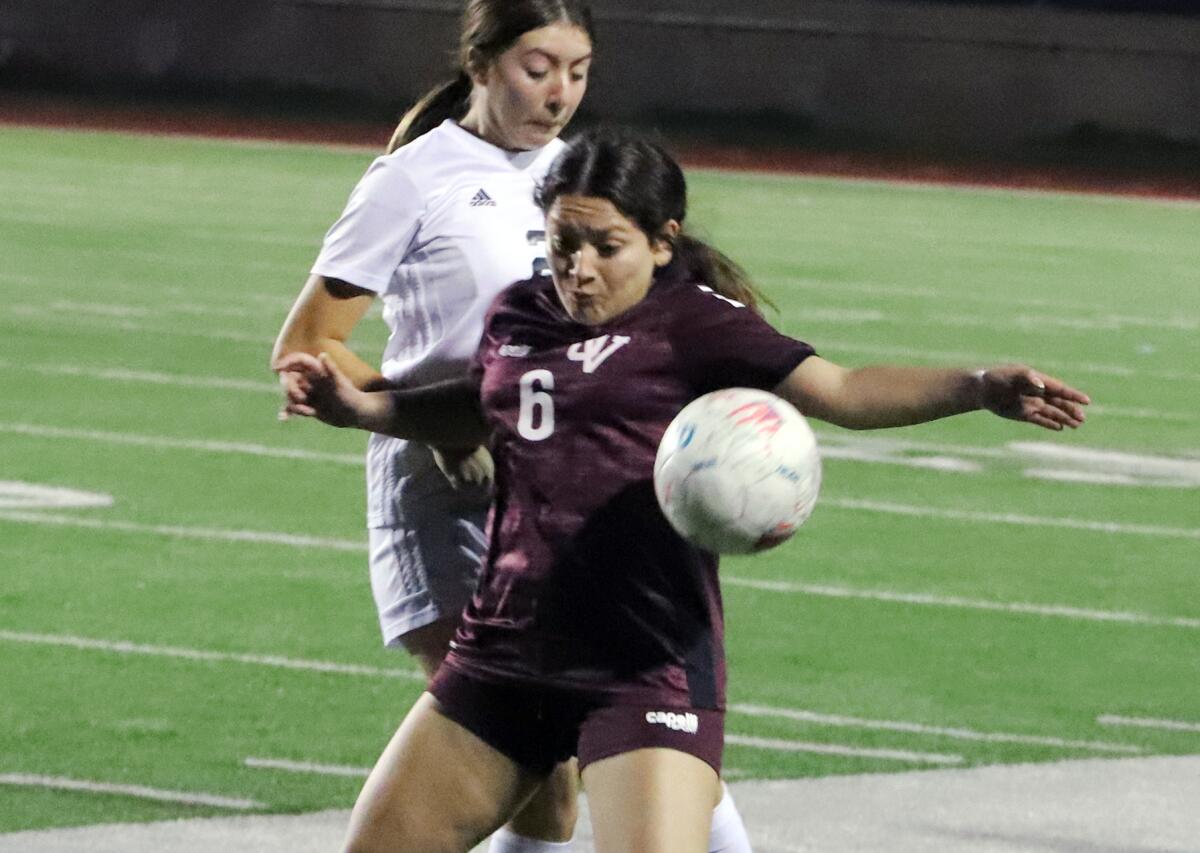 Ocean View's Sherlyn Hernandez (6) competes against Katella during Tuesday night's match.