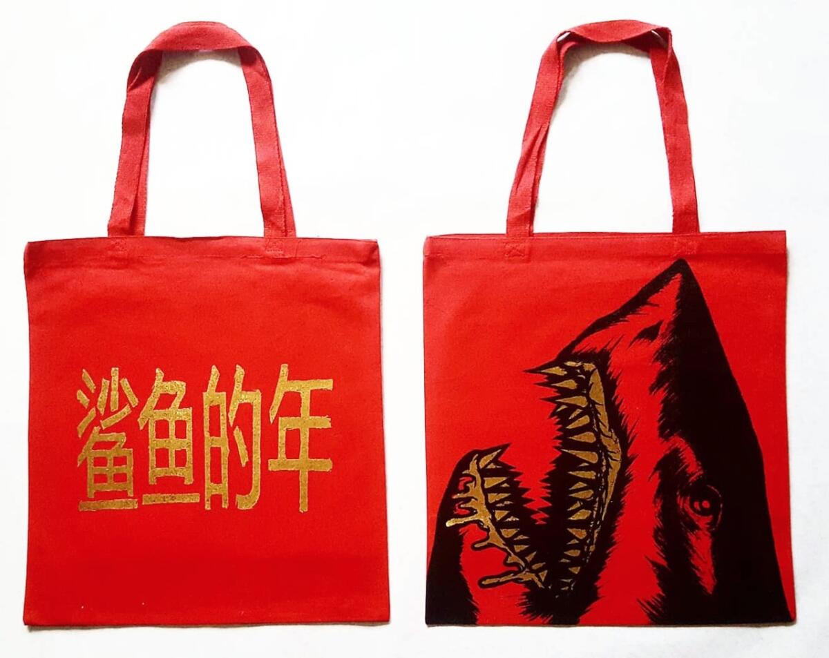 David Lew's hand-painted bags.