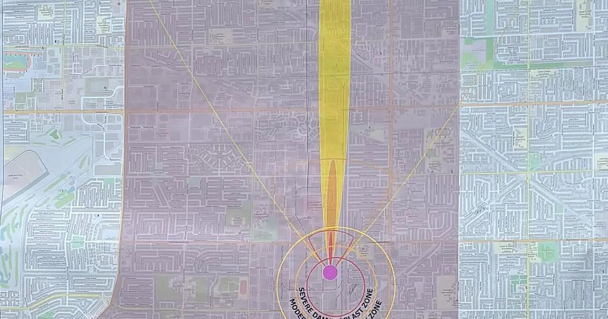 Explosion would cause significant damage around Garden Grove plant, blast zone map shows Explosion would cause significant damage around Garden Grove plant, blast zone map shows