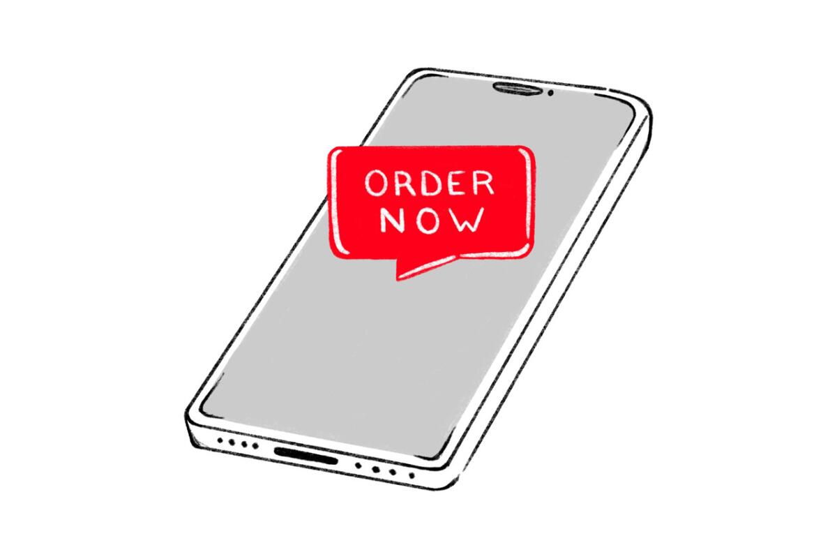 Illustration of a phone with "order now" notification 