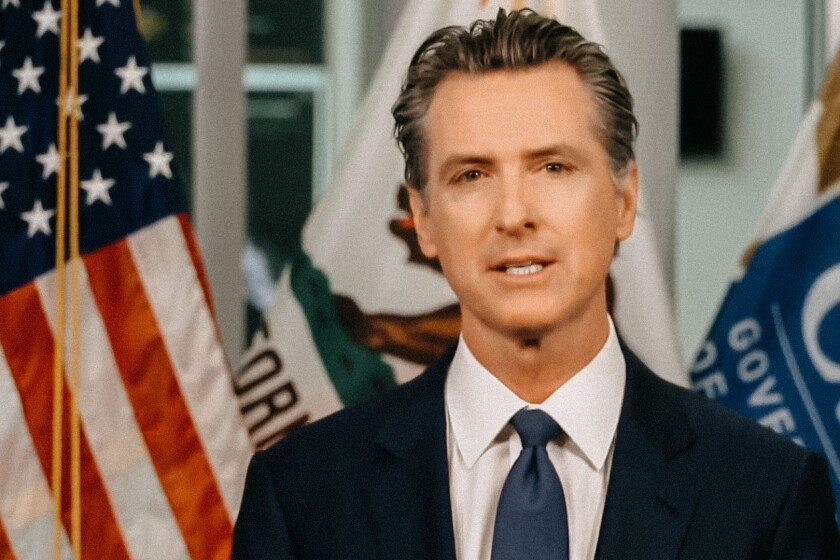 California Gov. Gavin Newsom gives a news briefing Aug. 17 on the power outages in the state related to extreme heat.