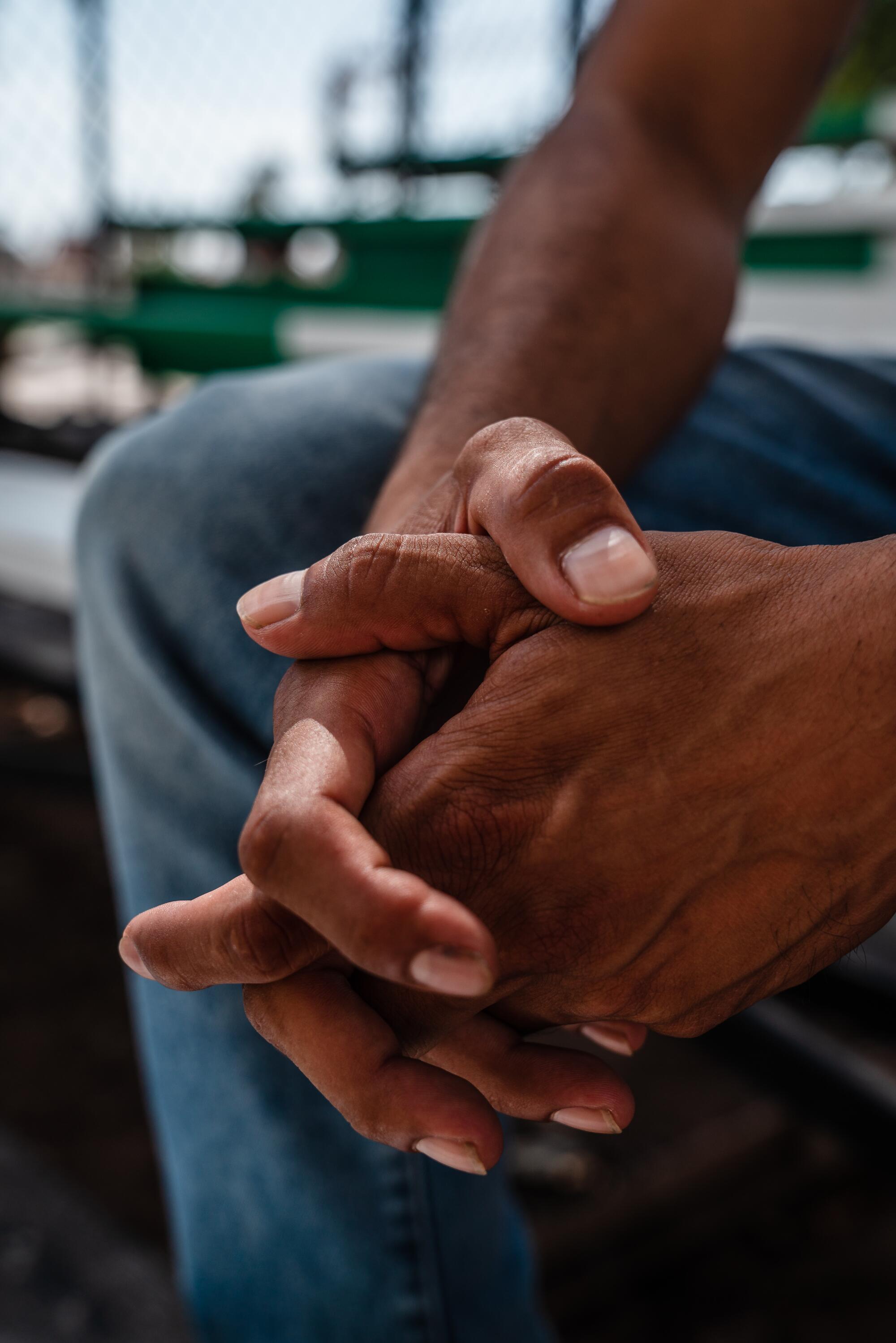 A pair of clasped hands