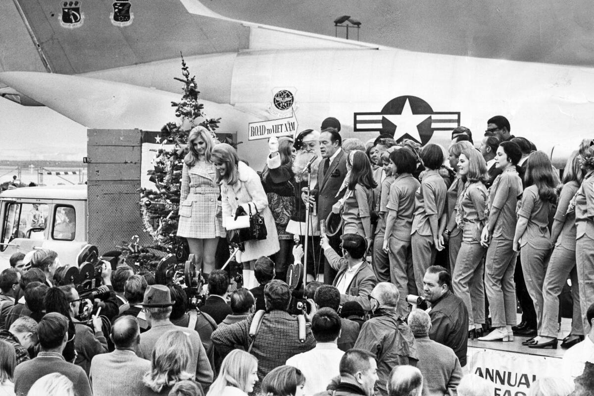 Dec. 14, 1968: Bob Hope and members of his troupe prepare to leave for Vietnam on a flight from LAX.