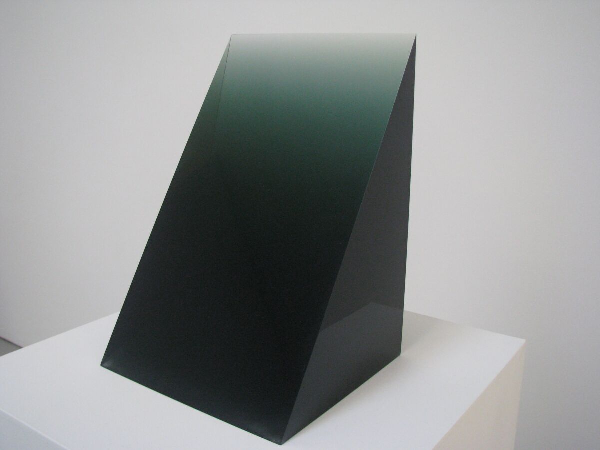 "Green Wedge," 1969 by Peter Alexander — as seen in the Light and Space exhibition "Primary Atmospheres" at David Zwirner gallery in New York in 2010.