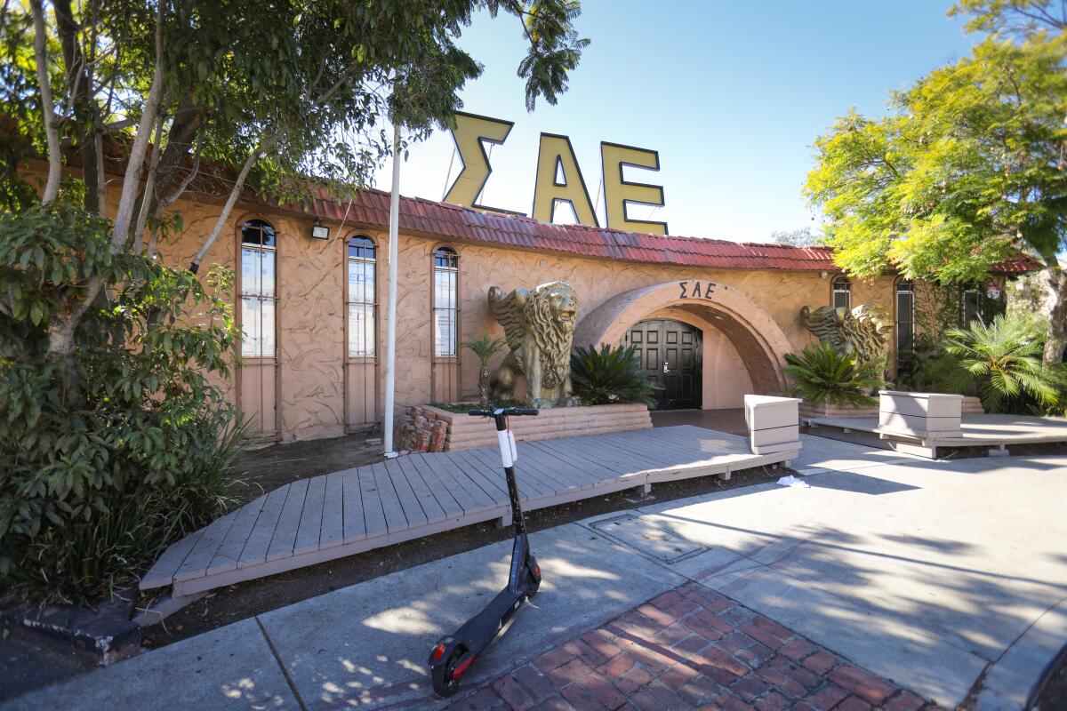 The Sigma Alpha Epsilon fraternity house at San Diego State University.