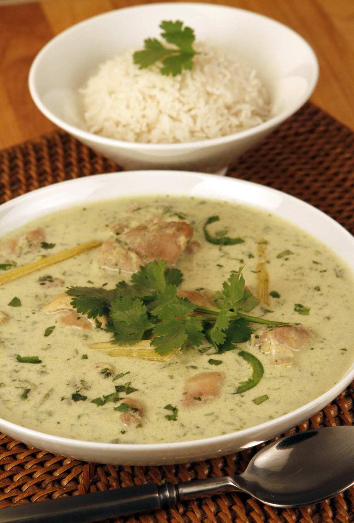 Thai green curry with chicken.