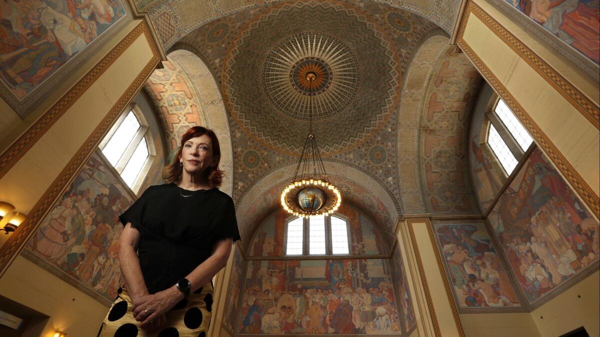 Susan Orlean at the Central Library in downtown L.A. Her latest, "The Library Book," tops our bestseller list.