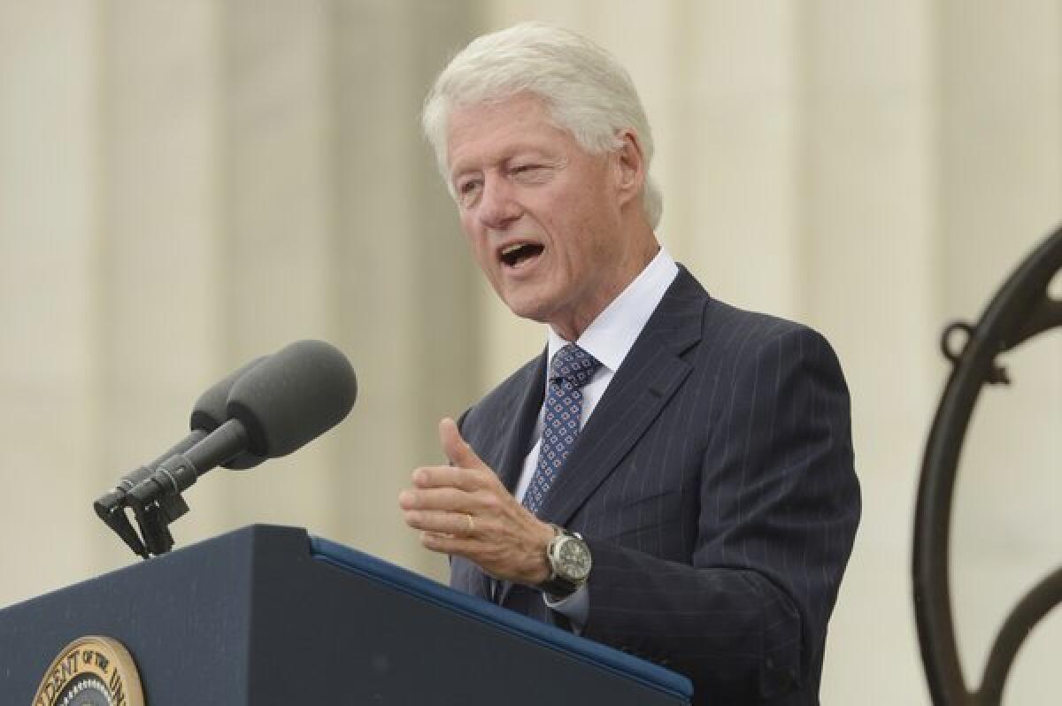 Former President Clinton delivers remarks during the commemoration of the March on Washington.