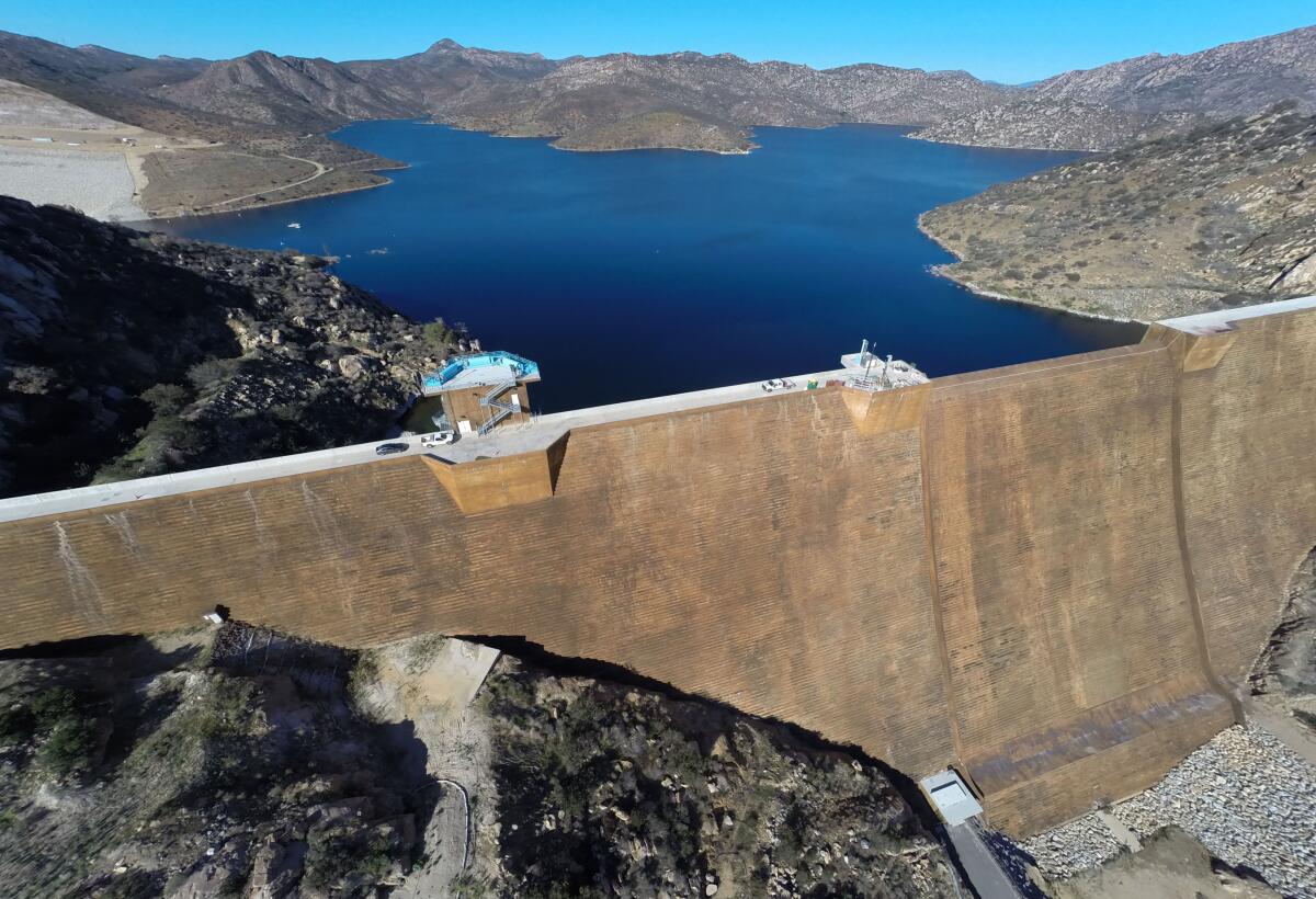 Aerial view of the San Vicente reservoir. 