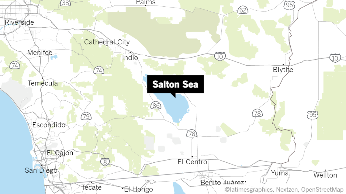 A map showing the location of a 4.6 magnitude earthquake near the Salton Sea.