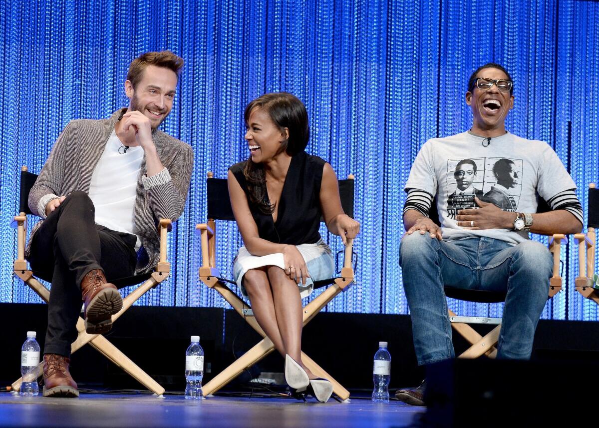 Actors Tom Mison, left, Nicole Beharie, Orlando Jones on stage at The Paley Center for Media's PaleyFest 2014 Honoring "Sleepy Hollow" at Dolby Theatre on Wednesday in Hollywood.
