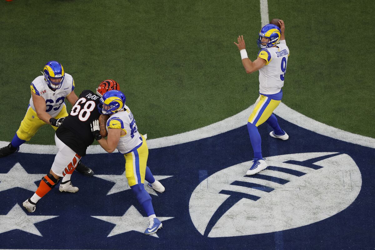 Inglewood, CA - February 13: Los Angeles Rams quarterback Matthew Stafford (9)