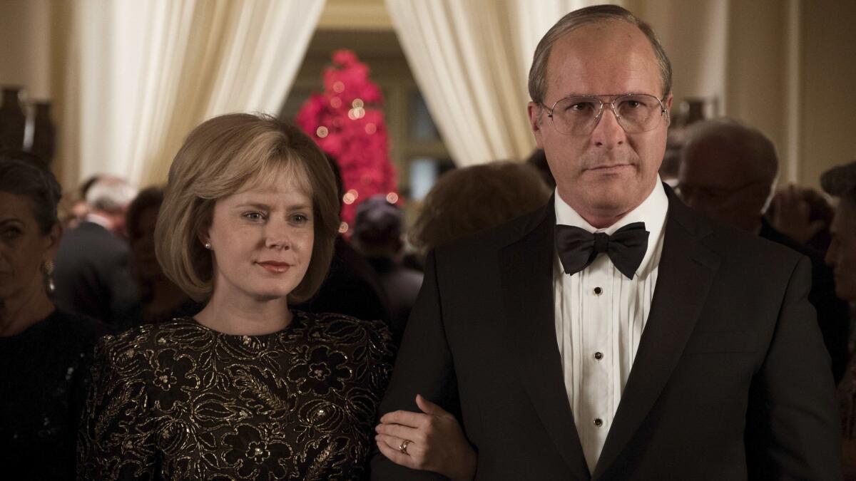 Amy Adams (left) as Lynne Cheney and Christian Bale (right) as Dick Cheney in "Vice."