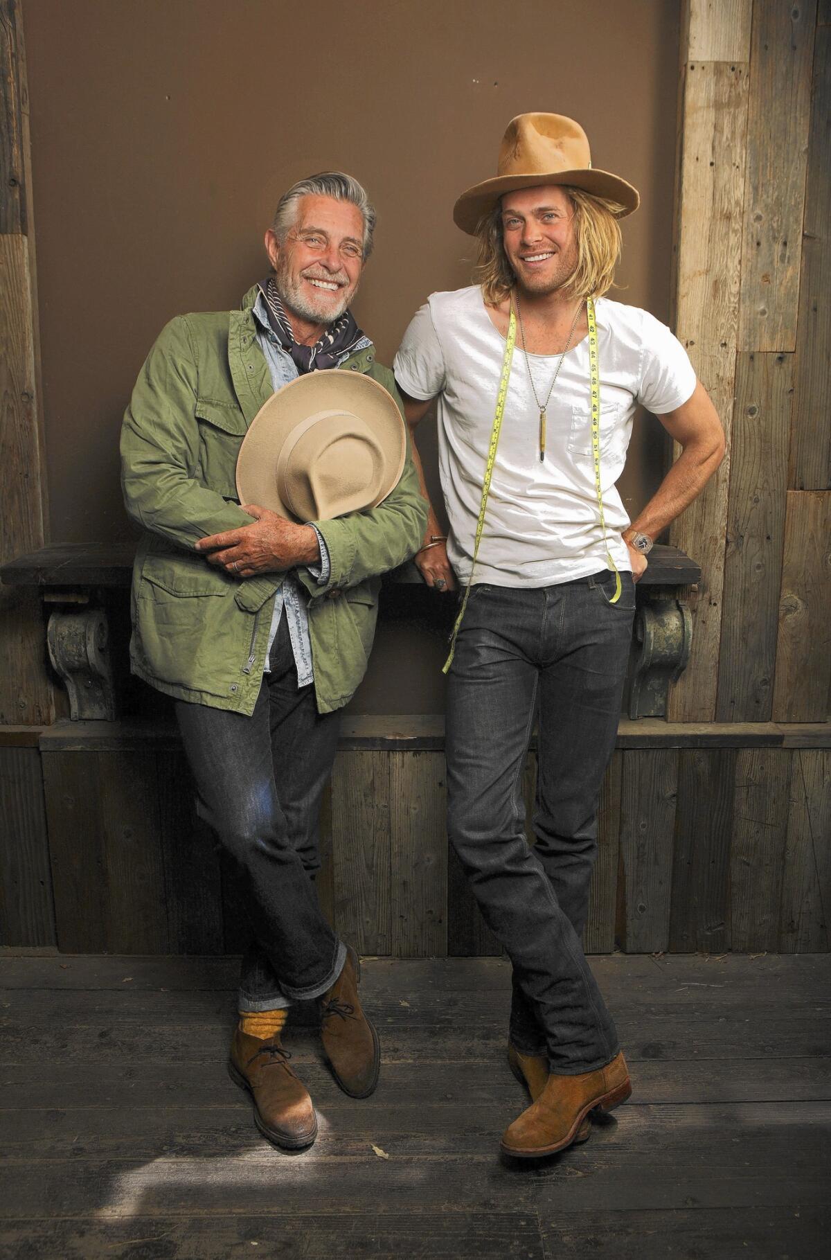 Bernard Fouquet, left, a longtime model and the father in the Tommy Hilfiger ad campaigns, with his son Nick Fouquet, also a model as well as a hat maker.