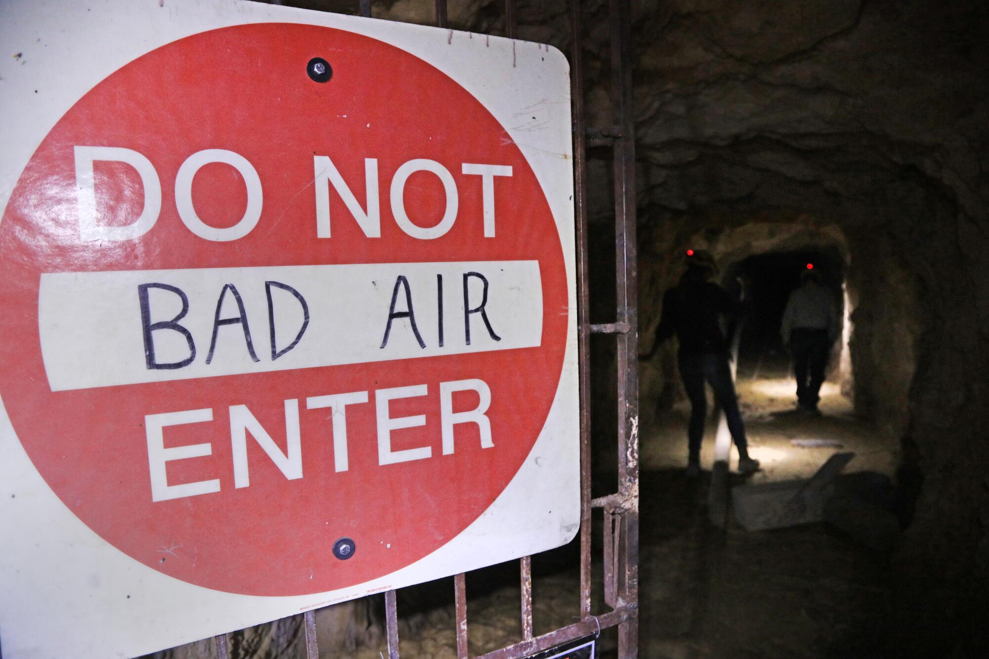 A sign near the entrance of one of Mt. Kokoweef's tunnels is meant to deter trespassers at the 6,038-foot peak.