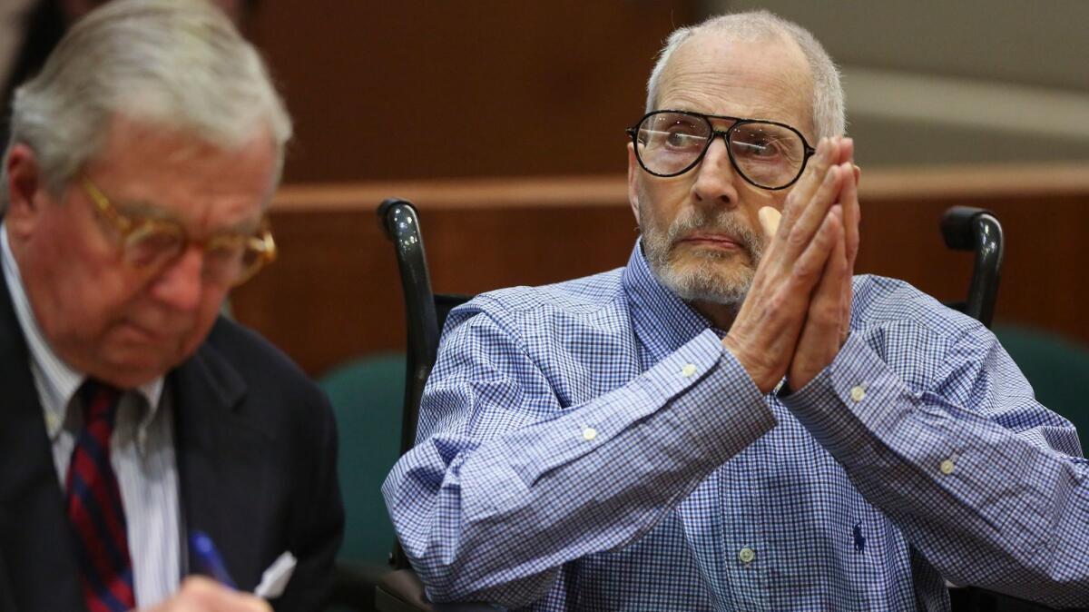 New York real estate tycoon Robert Durst, pictured here at an earlier hearing, appeared in court Thursday for a pretrial hearing in his murder case.