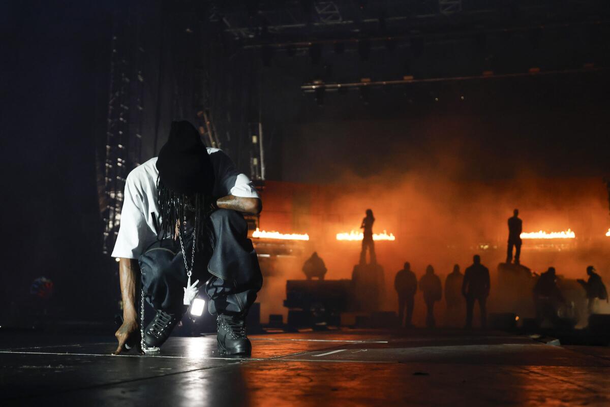 Playboi Carti performs astatine Rolling Loud astatine SoFi Stadium.