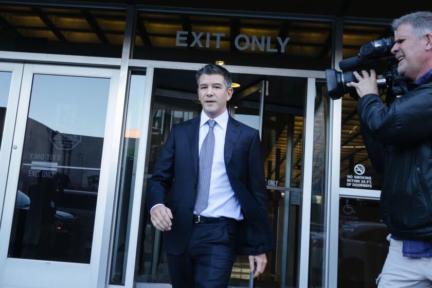 SAN FRANCISCO, CA - FEBRUARY 6: Former Uber CEO Travis Kalanick leaves the Philip Burton Federal Building after testifying on day two of the trial between Waymo and Uber Technologies on February 6, 2018 in San Francisco, California. Waymo, an autonomous car subsidiary owned by Google's parent company Alphabet, has accused Uber of theft of trade secrets relating to its self-driving vehicle development. Waymo alledges one of its former employees, Anthony Levandowski, illegally downloaded 14,000 confidential documents before leaving to start his own self-driving car company, Otto, which was acquired shortly thereafter by Uber for a reported $680 million. (Photo by Elijah Nouvelage/Getty Images) ** OUTS - ELSENT, FPG, CM - OUTS * NM, PH, VA if sourced by CT, LA or MoD **