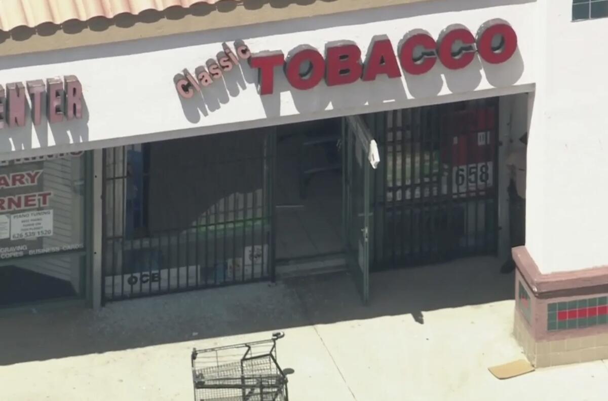 The exterior of a tobacco store.