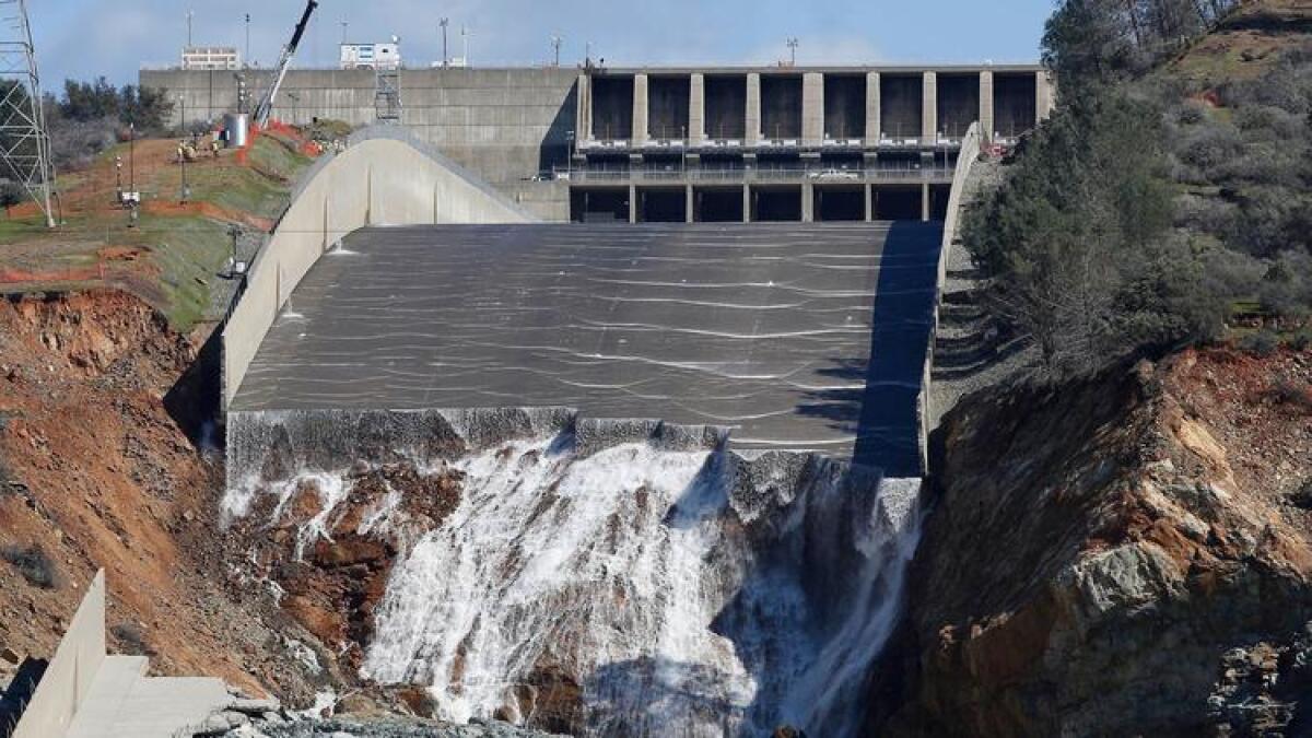 A gaping hole developed in the Oroville Dam spillway earlier this year.
