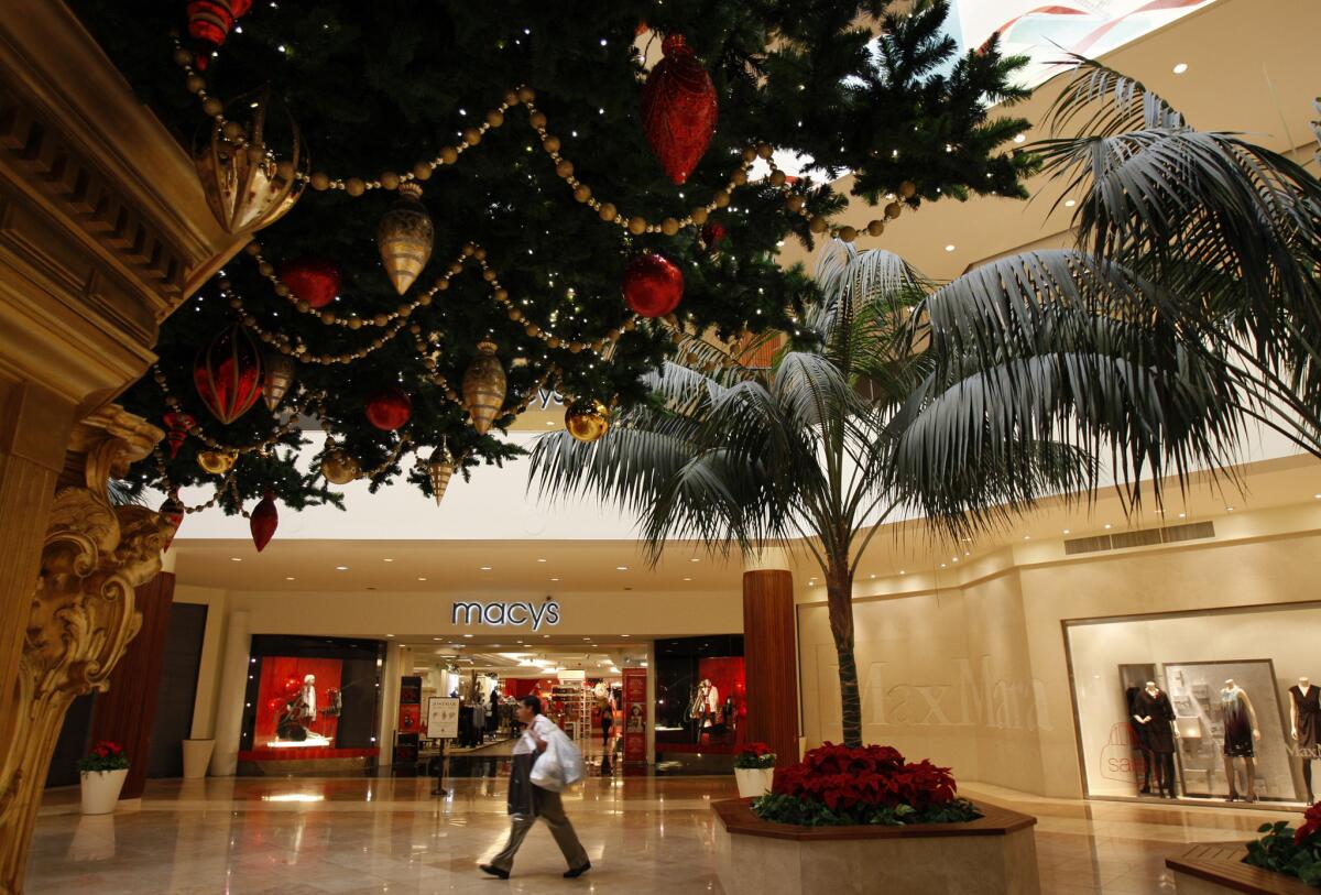 The Macy's department store at South Coast Plaza in Costa Mesa is decorated for the Christmas season.