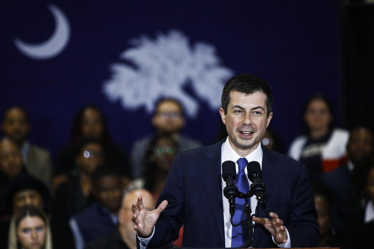 Former South Bend, Ind., Mayor Pete Buttigieg campaigns in North Charleston, S.C.