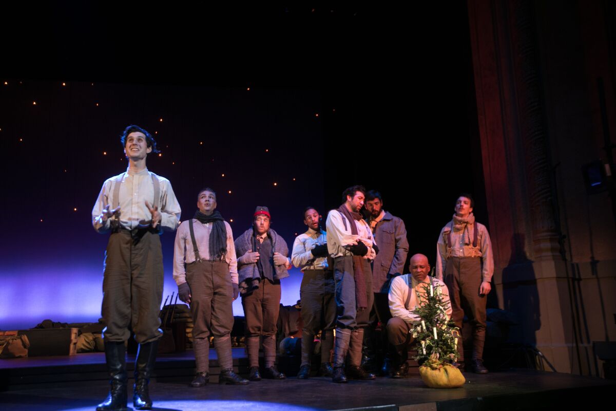 A scene from the 2018 production of "All is Calm: The Christmas Truce of 1914" at the Balboa Theatre.