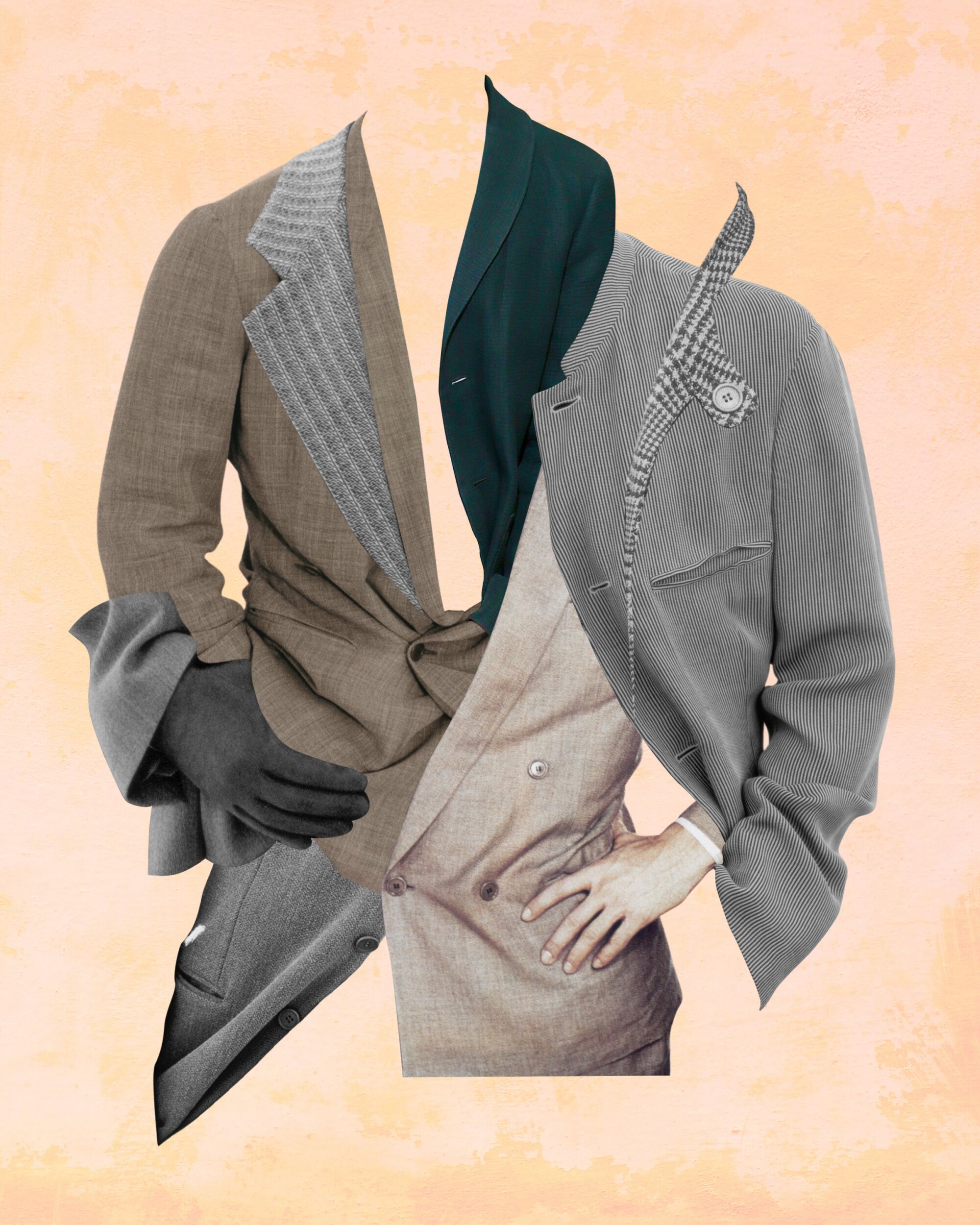 A collage of Armani jackets in different fabrics