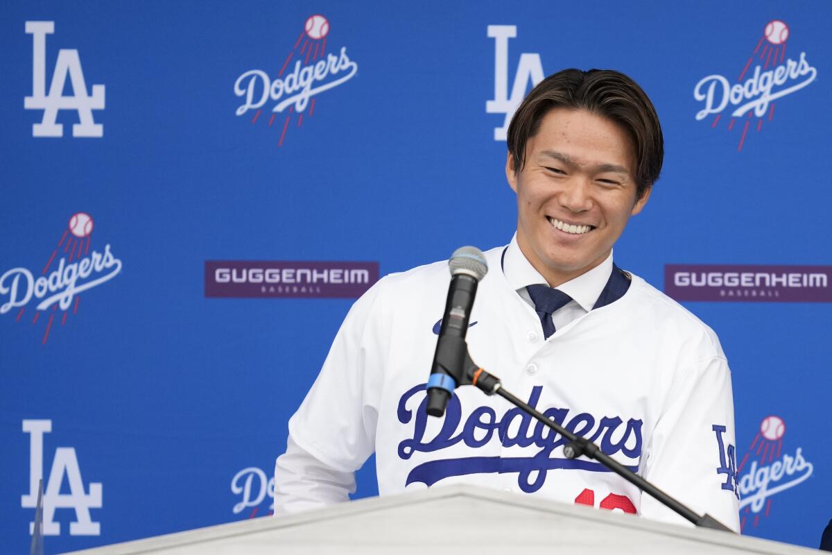 Yoshinobu Yamamoto joins the Los Angeles Dodgers, vows to compete