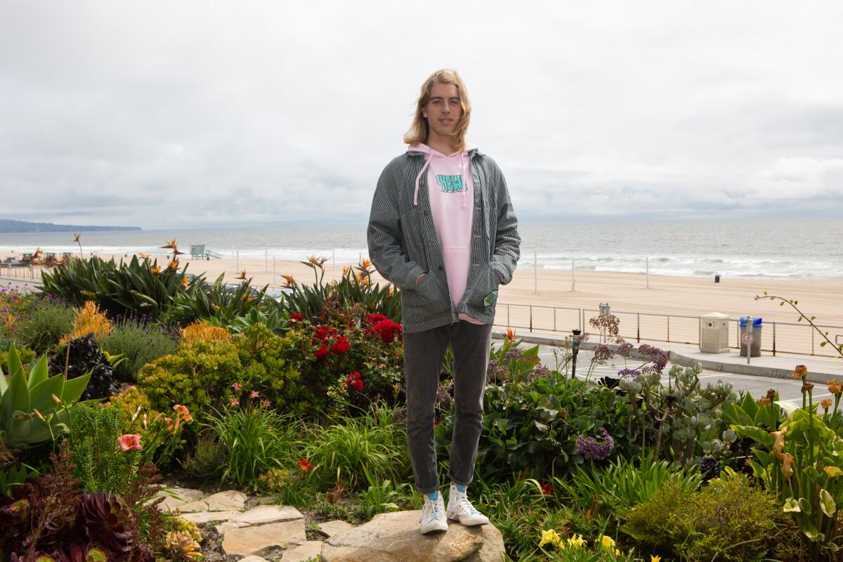 Hogan Peters stands at Manhattan Beach.