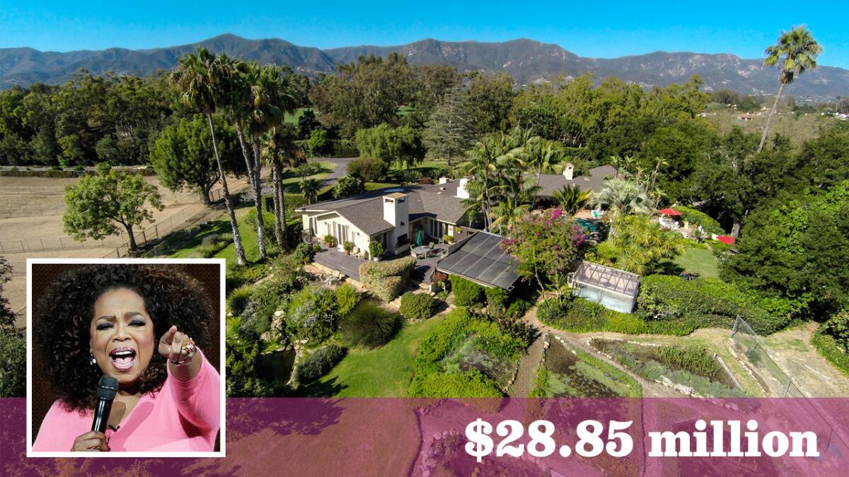 Oprah Winfrey has bought a 23-acre horse farm at auction in Montecito, Calif., for $28.85 million.