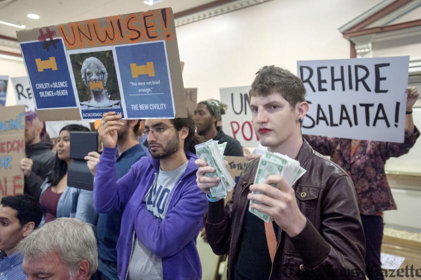 University of Illinois students protest firing of Professor Steven Salaita for personal views he expressed on Twitter.