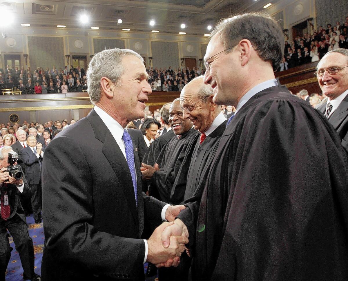 President George W. Bush with newly appointed Supreme Court Justice Samuel A Alito Jr. in 2006.