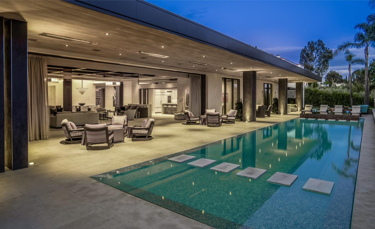 The swimming pool at a Beverly Hills mansion.