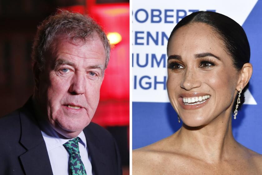 A split image of Jeremy Clarkson on the left and Meghan Markle on the right. 