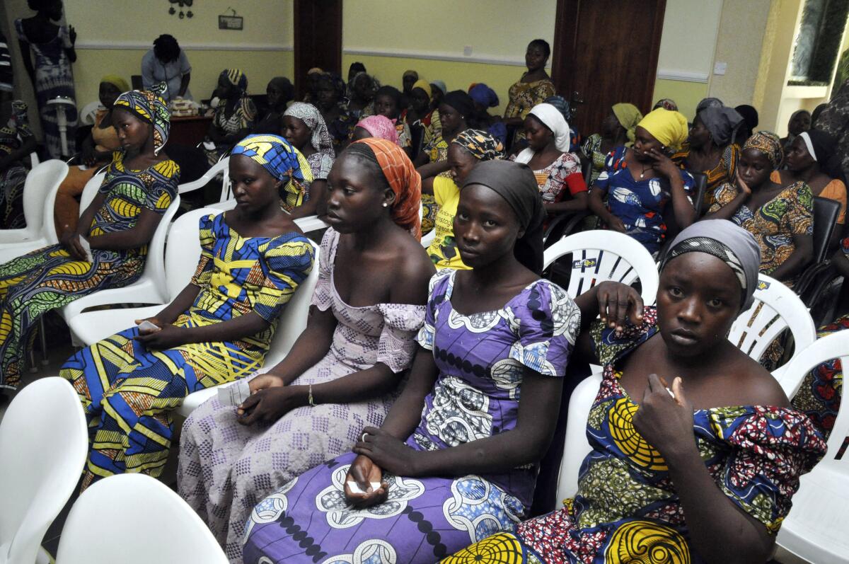 Chibok school girls recently freed from Boko Haram captivity.