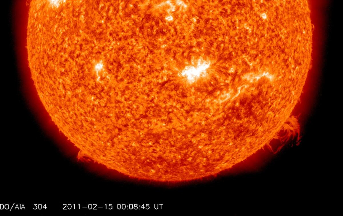 A timelapse of a solar spot in the centre of the Sun from which the first X-class flare was emitted in four years  in 2011.