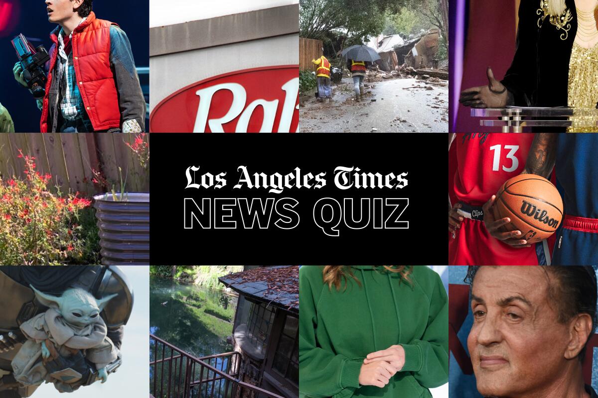 A collage of photos representing the stories referenced in this week's quiz.