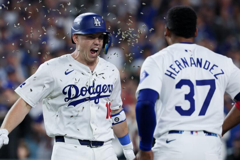 LOS ANGELES, CALIFORNIA - OCTOBER 20: Teoscar Hernandez #37 of the Los Angeles Dodgers.