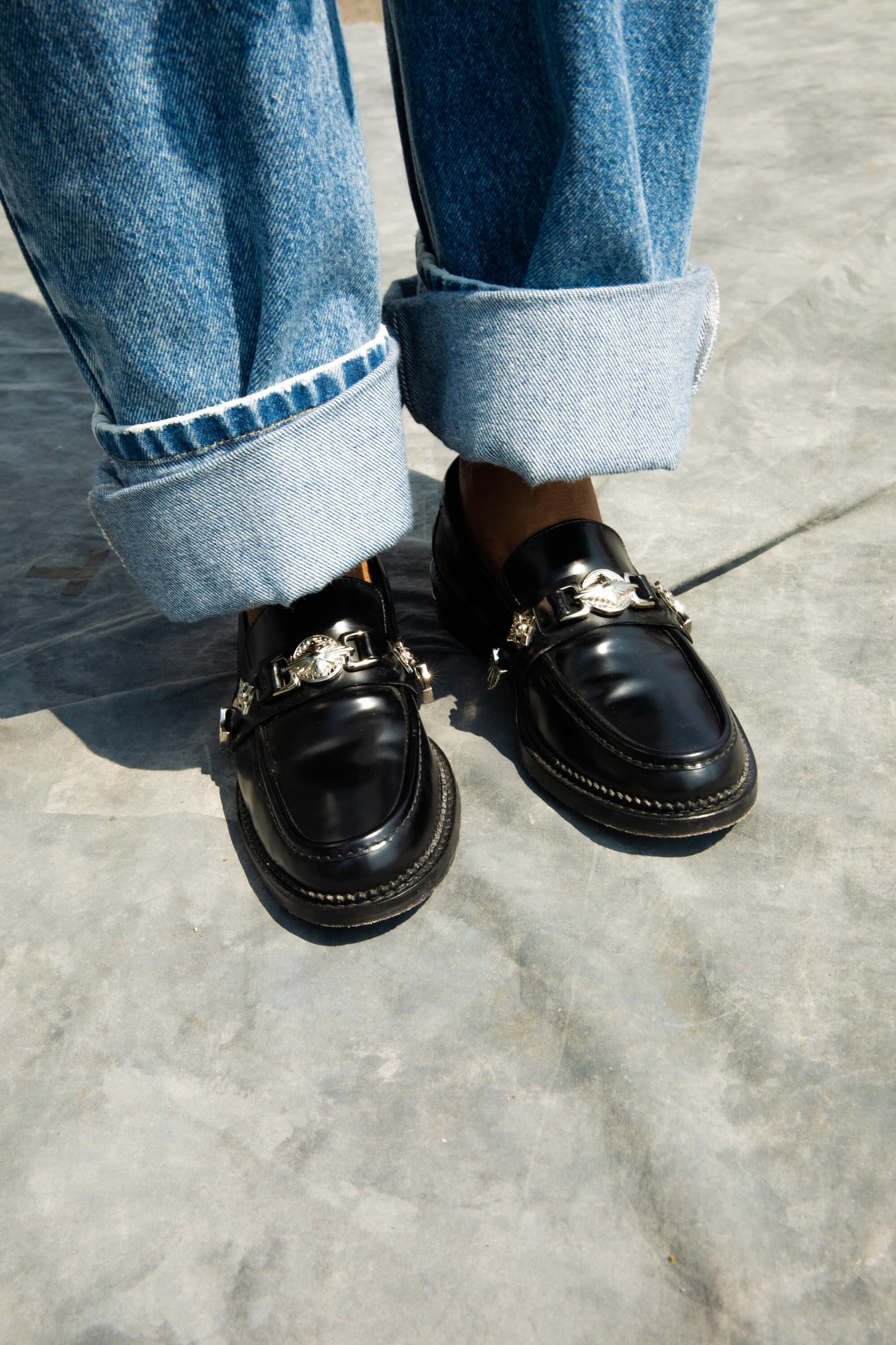 Toga Pulla Black Leather Hardware Loafers, $535