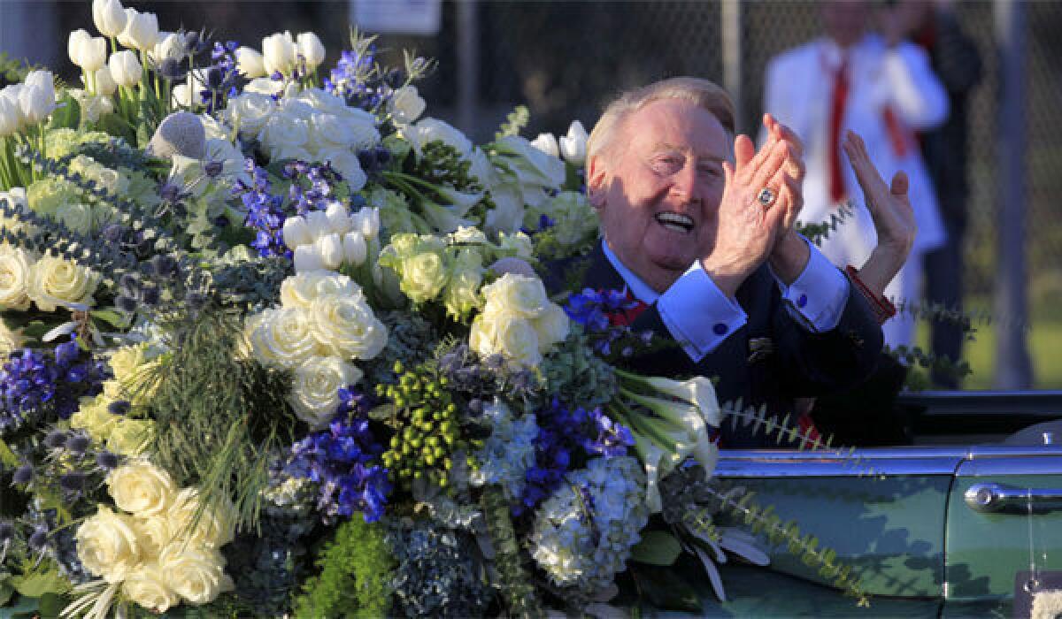 Dodgers broadcaster Vin Scully was the grand marshal for the 125th Rose Parade in Pasadena last month.