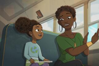 Zuri and Angela sitting in a bus holding tablets