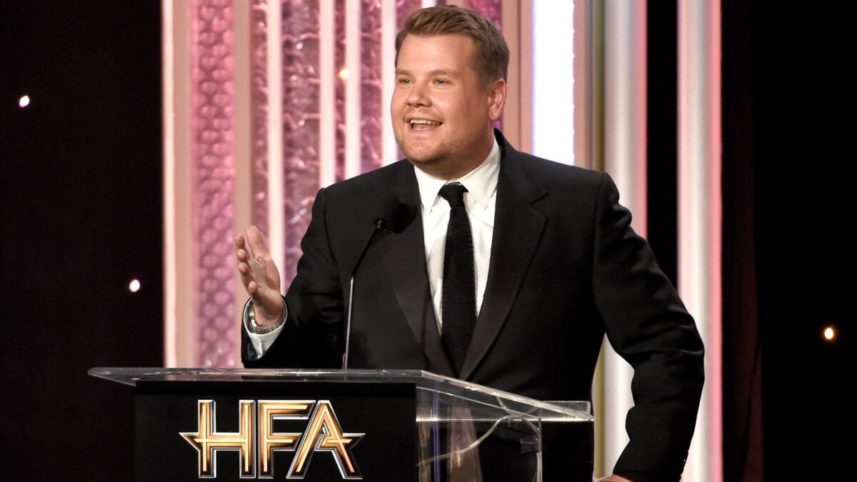 Hollywood Film Awards: Host James Corden pokes fun at the event's insignificance at the ceremony in early November.