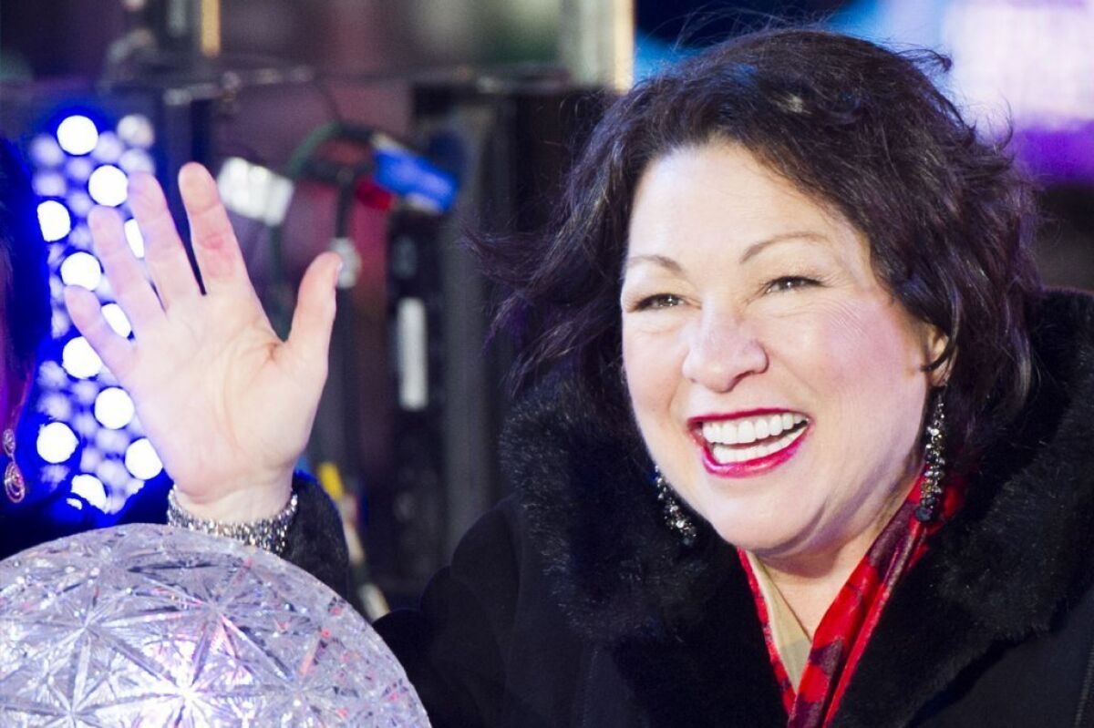 Justice Sonia Sotomayor roiled Obamacare a teensy bit just before presiding at New York's New Year's Eve festivities.