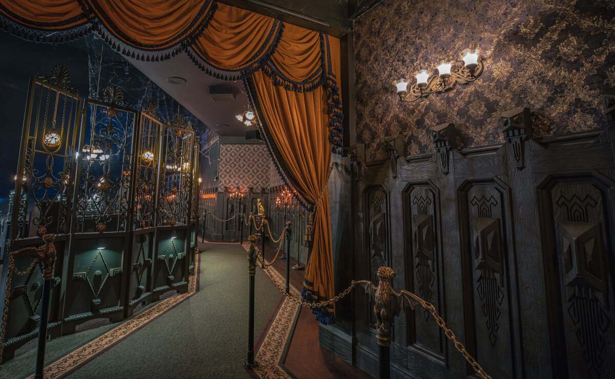 A look inside the updated hallway of Disneyland's Haunted Mansion.