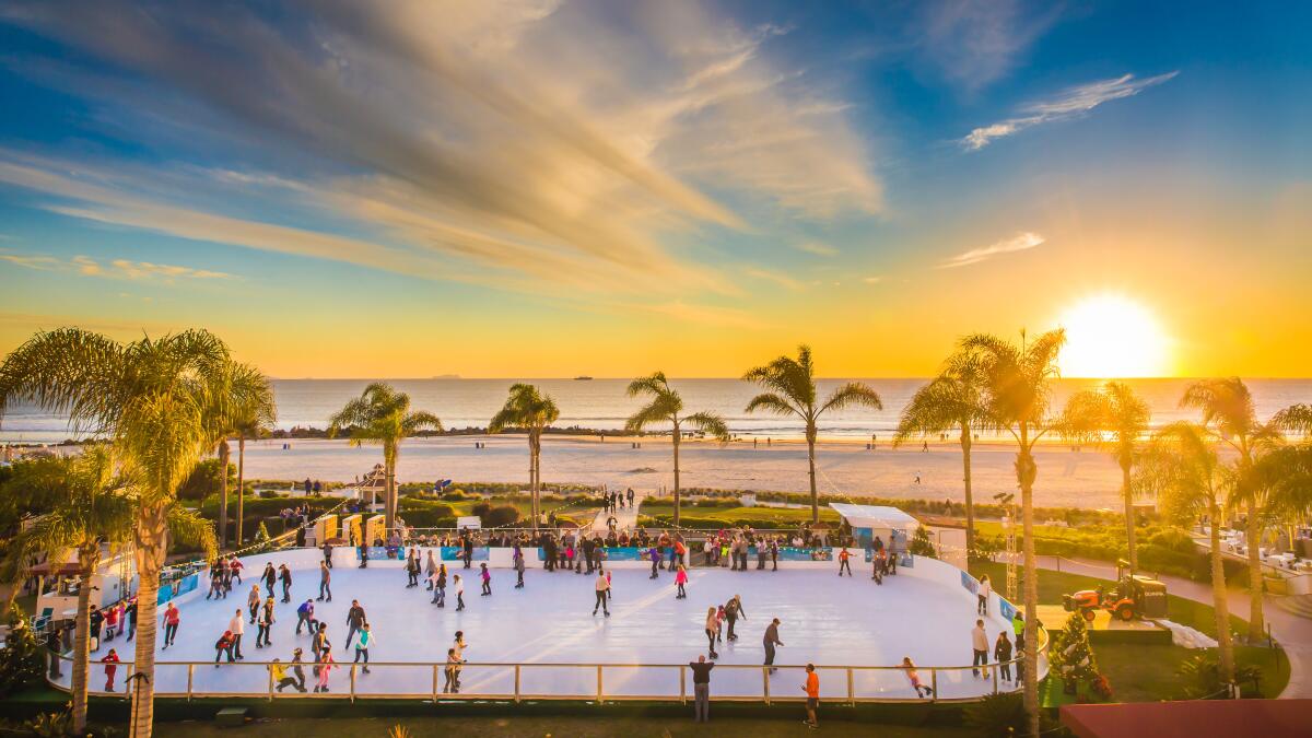 Skating under palm trees is a uniquely San Diego way to ring in winter -  The San Diego Union-Tribune